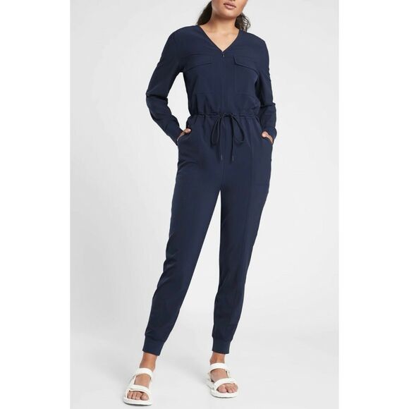 NWOT Athleta Navy Blue Zuma Lightweight One Piece Romper Jumpsuit Women's Small - Picture 1 of 15
